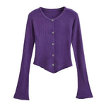Bell Sleeve Plush Knit Cardigan Slim Fit Hipster Street Style Cotton - Teleplus bell sleeve
