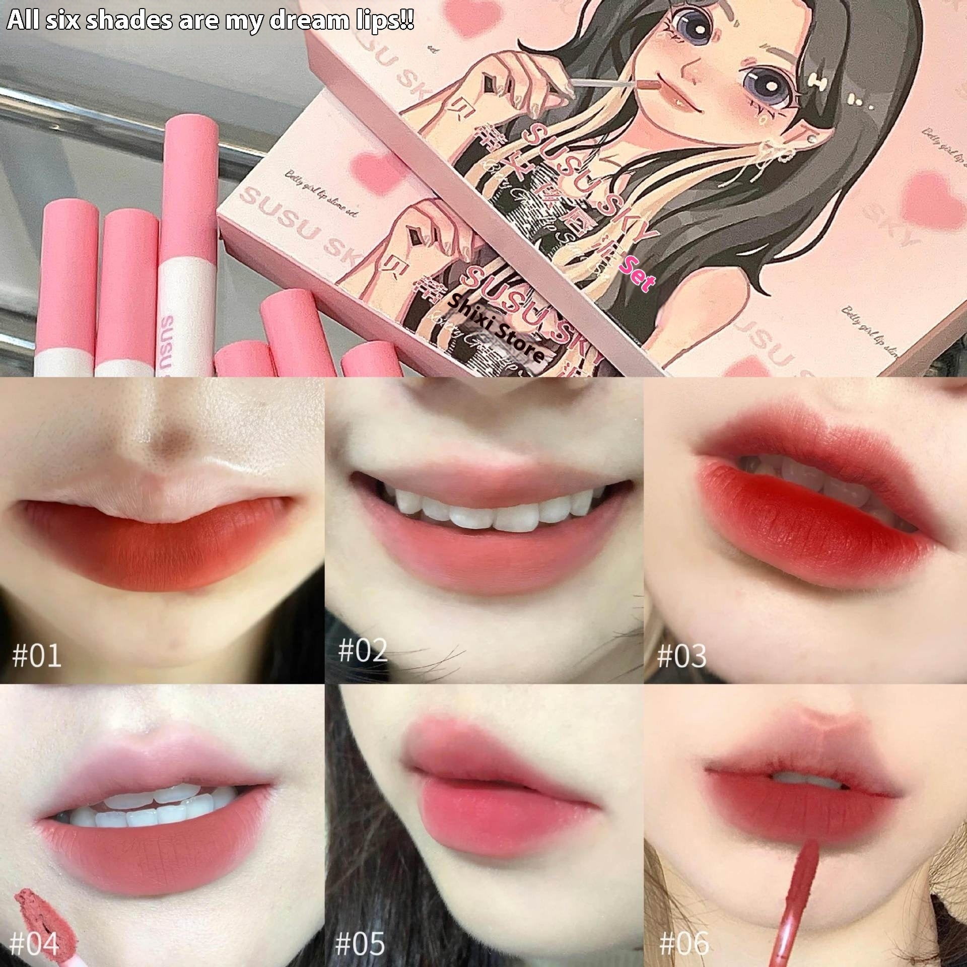 Betty Girl Lip Paint Box with Mud and Lasting Suit - betty girl lip mud suit lasting