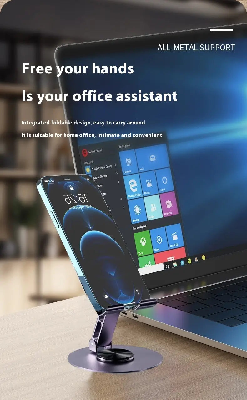 Folding Lazy Tablet Stand with Degree Rotation Adjustment and Space-Like Gray Finish