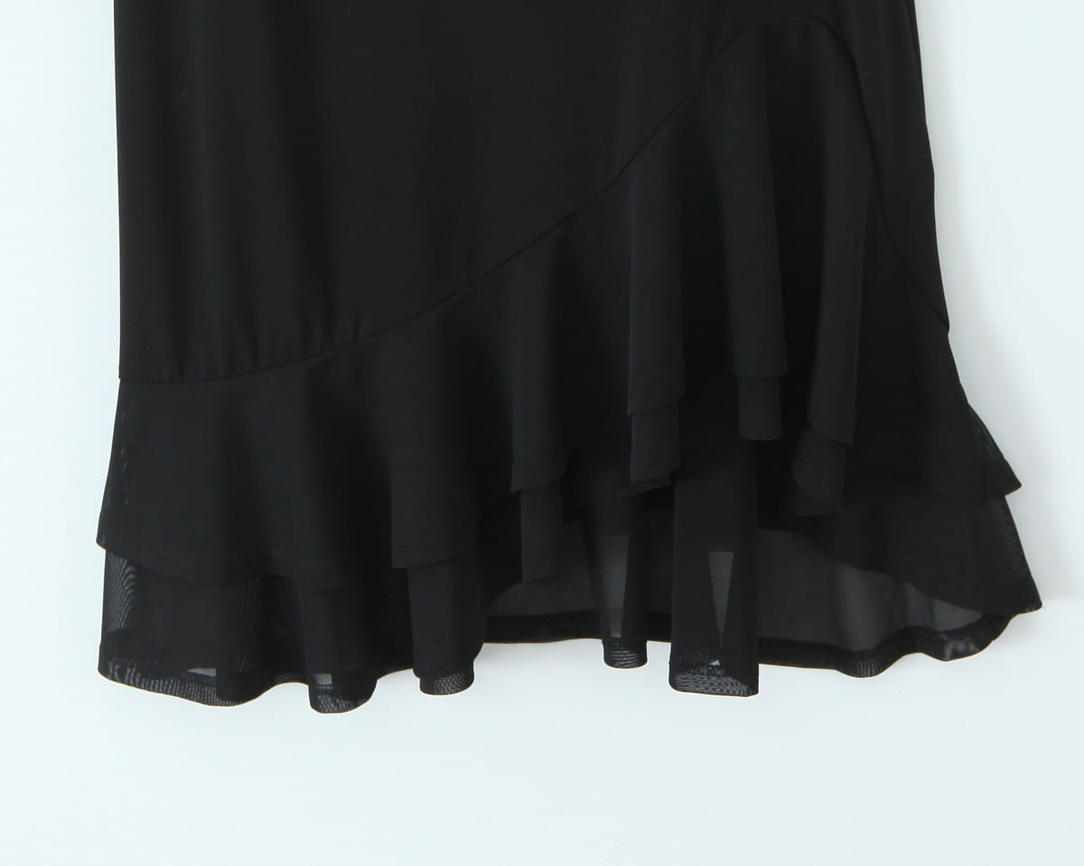 Abito gonna in poliestere nero con stile imbrattato per donne