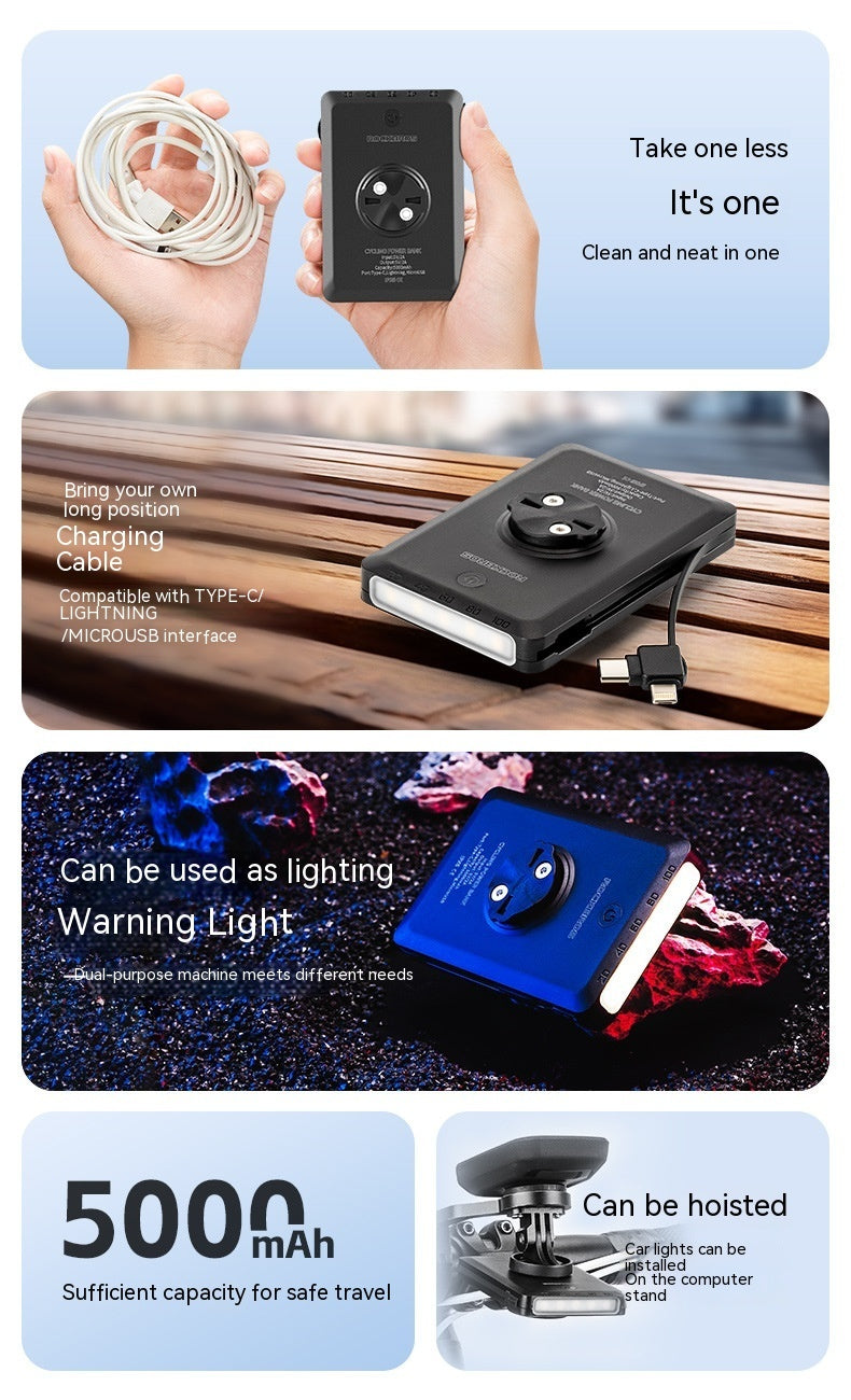 Bicycle Light Power Bank With Cable - Bicycle Light Power Bank With Cable for On-the-Go