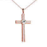 Birthstone Rose Gold Plated Cross Necklace for Women Jewelry Gifts - Sparkle with Birthstone Rose Gold Plated Cross