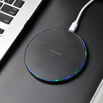 Black 10W Wireless Charger Round with Micro USB Lithium Battery - Zap Your Device Our Fun wireless charger round