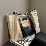 Black and brown Corduroy Student Shoulder Bag for College Commuting - Brown college student shoulder bag class commuter