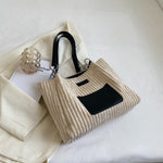 Black and brown Corduroy Student Shoulder Bag for College Commuting - Brown college student shoulder bag class commuter