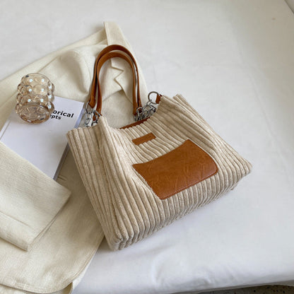 Black and brown Corduroy Student Shoulder Bag for College Commuting - Brown college student shoulder bag class commuter