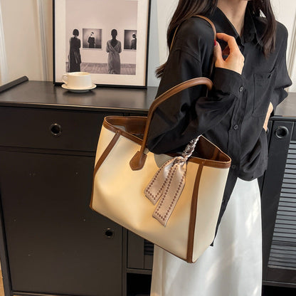 Black and Brown PU Leather Shoulder Bag with External Pocket Zipper Pouch - shoulder bag