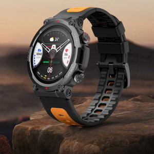 Black and Orange Strap Sports Smart Watch with Step Counting Heart Rate - Teleplus step counting strap sports smart