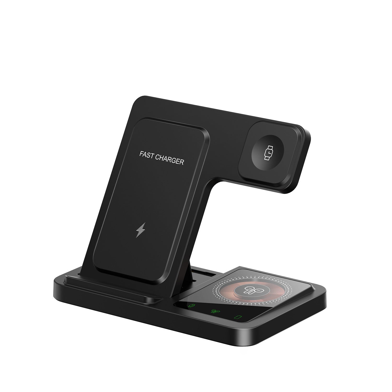 Black and White Adjustable Folding Phone Holder for iPhone 15 Charging Set - iphone15 charging set wireless charger