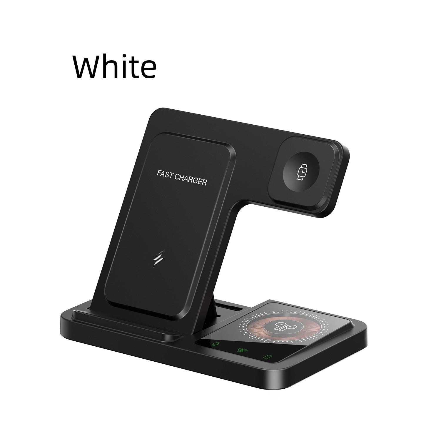 Black and White Adjustable Folding Phone Holder for iPhone 15 Charging Set - iphone15 charging set wireless charger