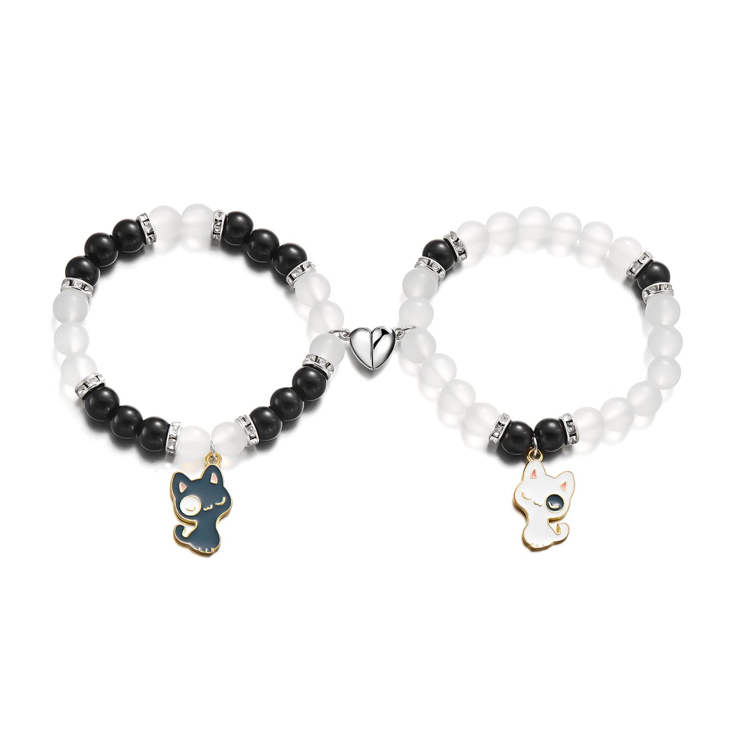 Black And White Cat Bracelet Fashion Love Magnetic - Black And White Cat Love Magnetic Bracelet Set