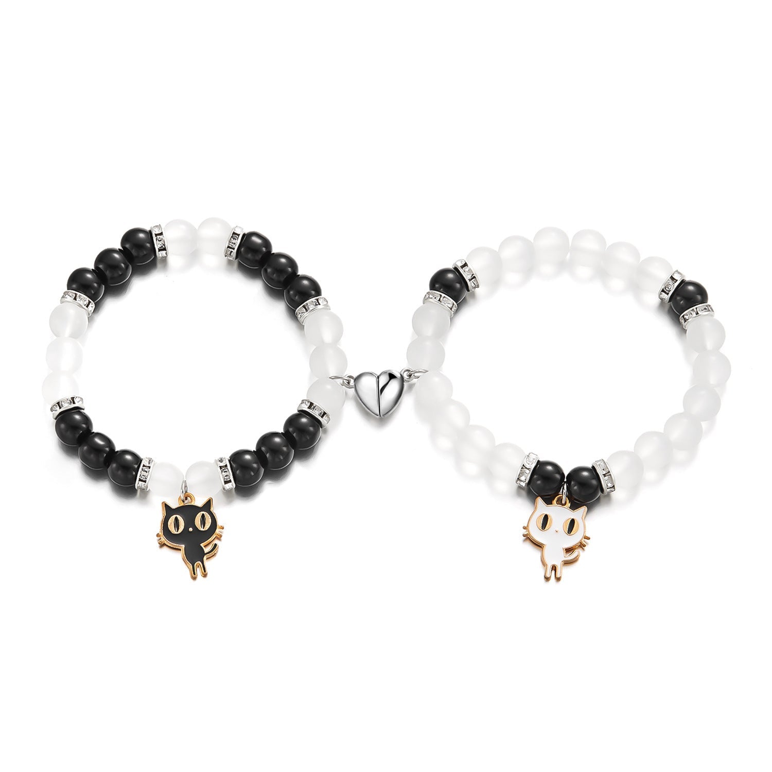 Black And White Cat Bracelet Fashion Love Magnetic - Black And White Cat Love Magnetic Bracelet Set