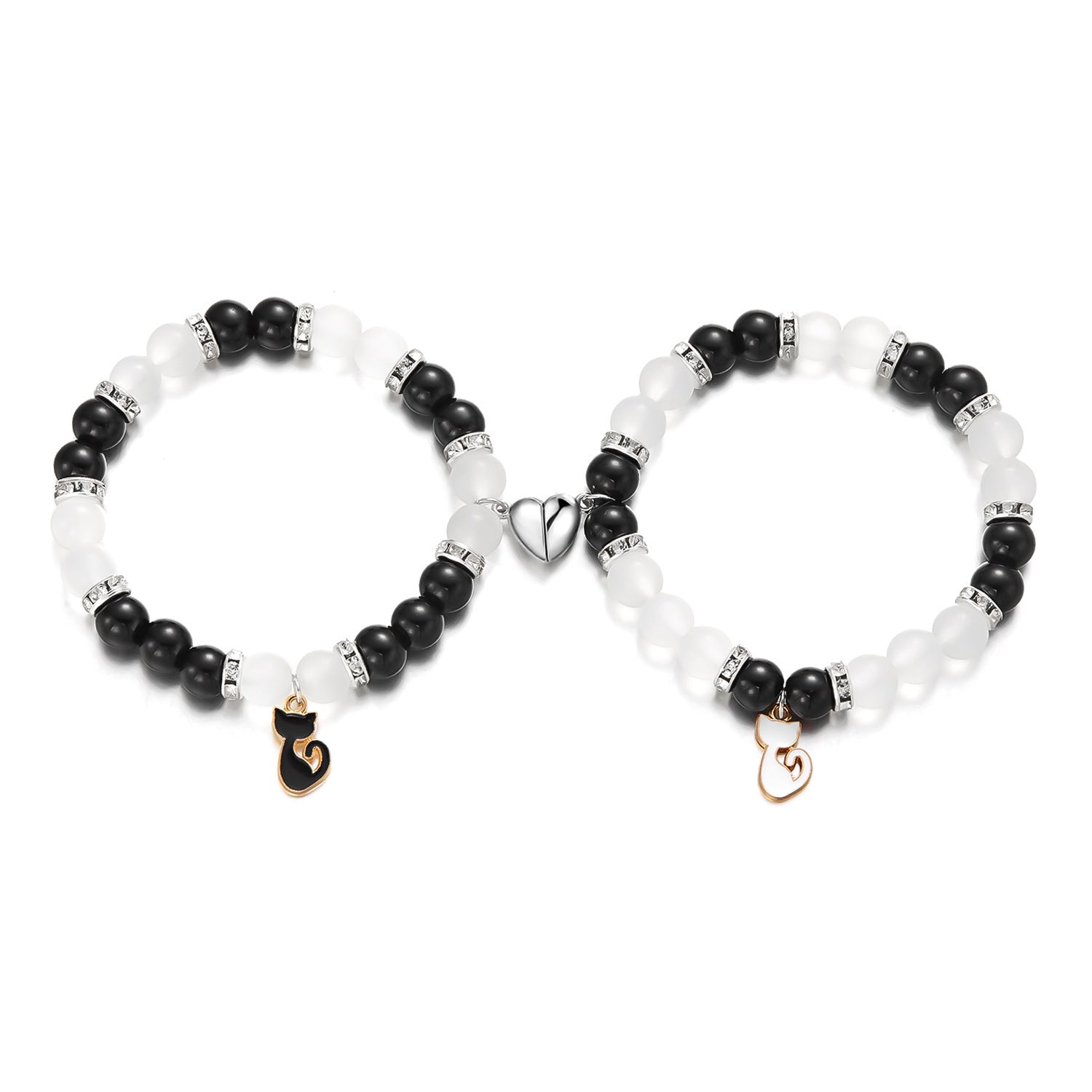 Black And White Cat Bracelet Fashion Love Magnetic - Black And White Cat Love Magnetic Bracelet Set