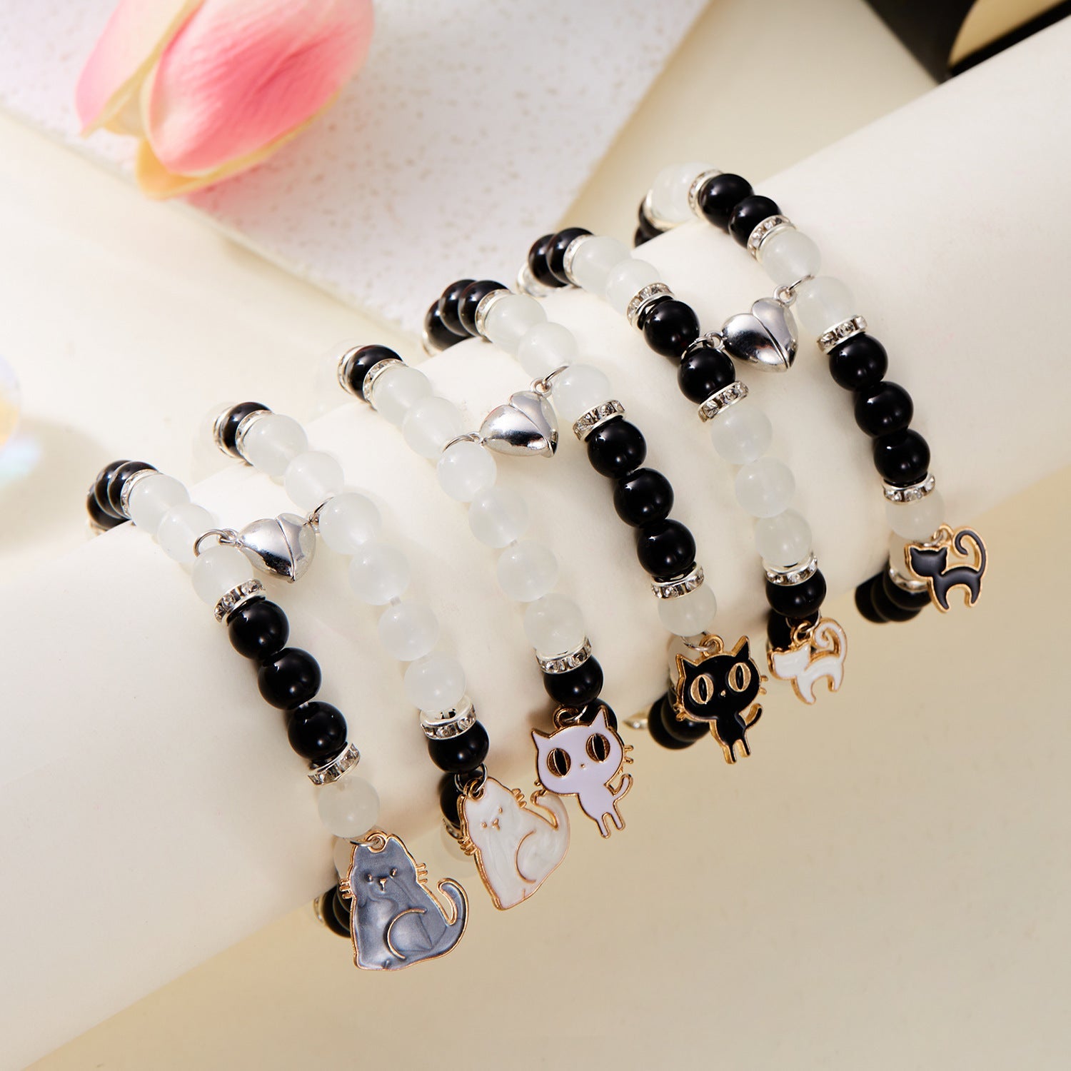 Black And White Cat Bracelet Fashion Love Magnetic - Black And White Cat Love Magnetic Bracelet Set