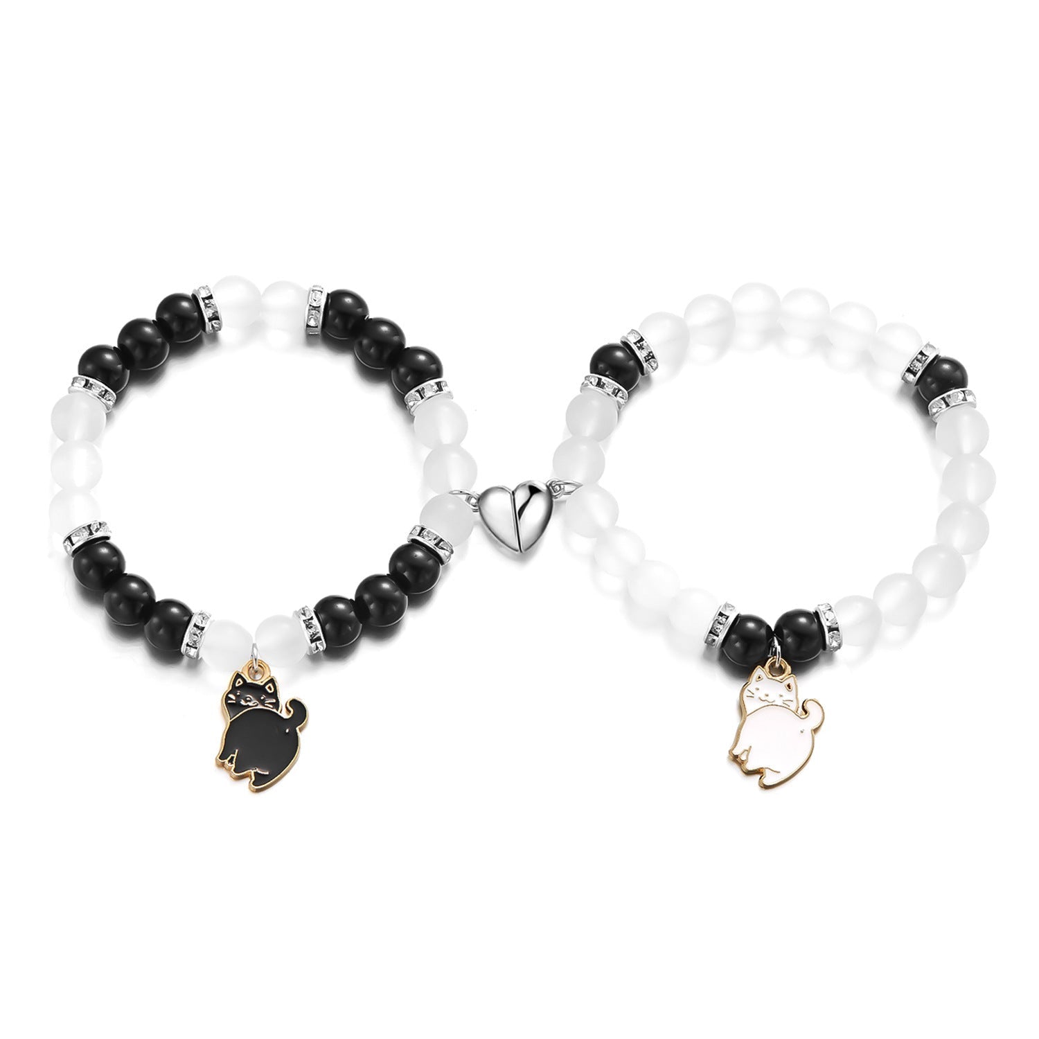 Black And White Cat Bracelet Fashion Love Magnetic - Black And White Cat Love Magnetic Bracelet Set