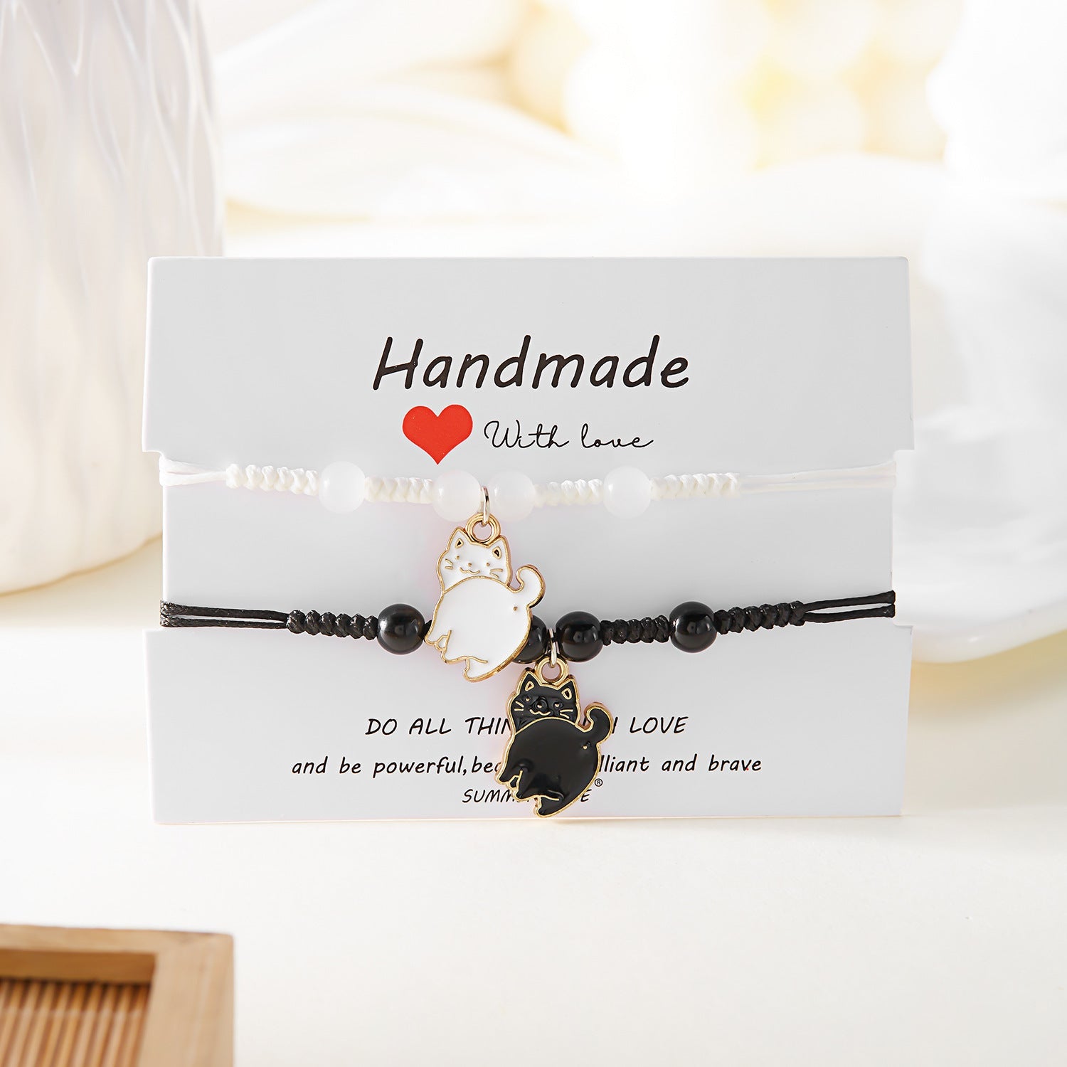 Black And White Cat Bracelet Stylish Pendant Couple - Black And White Cat Bracelet Stylish Pendant Couple