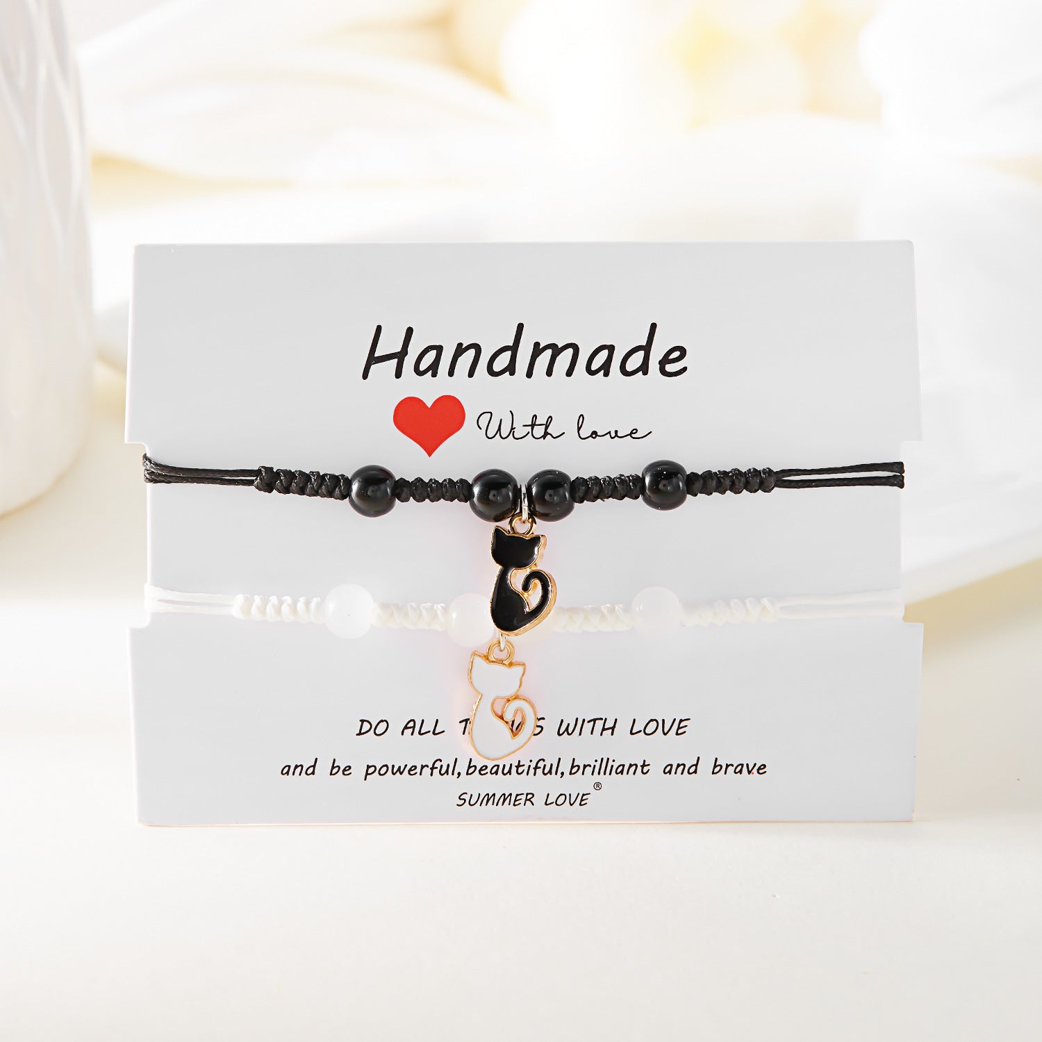 Black And White Cat Bracelet Stylish Pendant Couple - Black And White Cat Bracelet Stylish Pendant Couple