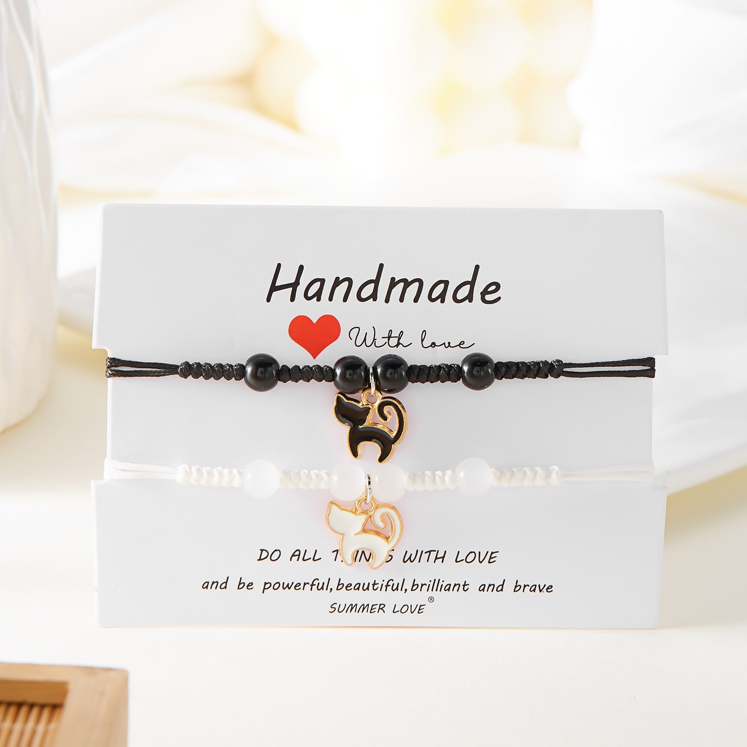 Black And White Cat Bracelet Stylish Pendant Couple - Black And White Cat Bracelet Stylish Pendant Couple