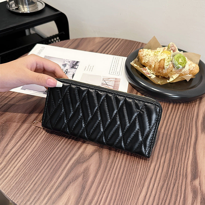 Black and White PU Suitcase with Slit Pocket Diamond Mesh Design - Teleplus