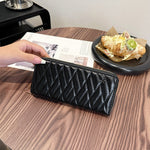 Black and White PU Suitcase with Slit Pocket Diamond Mesh Design - Teleplus