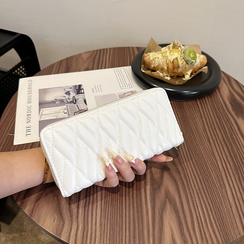 Black and White PU Suitcase with Slit Pocket Diamond Mesh Design - Teleplus