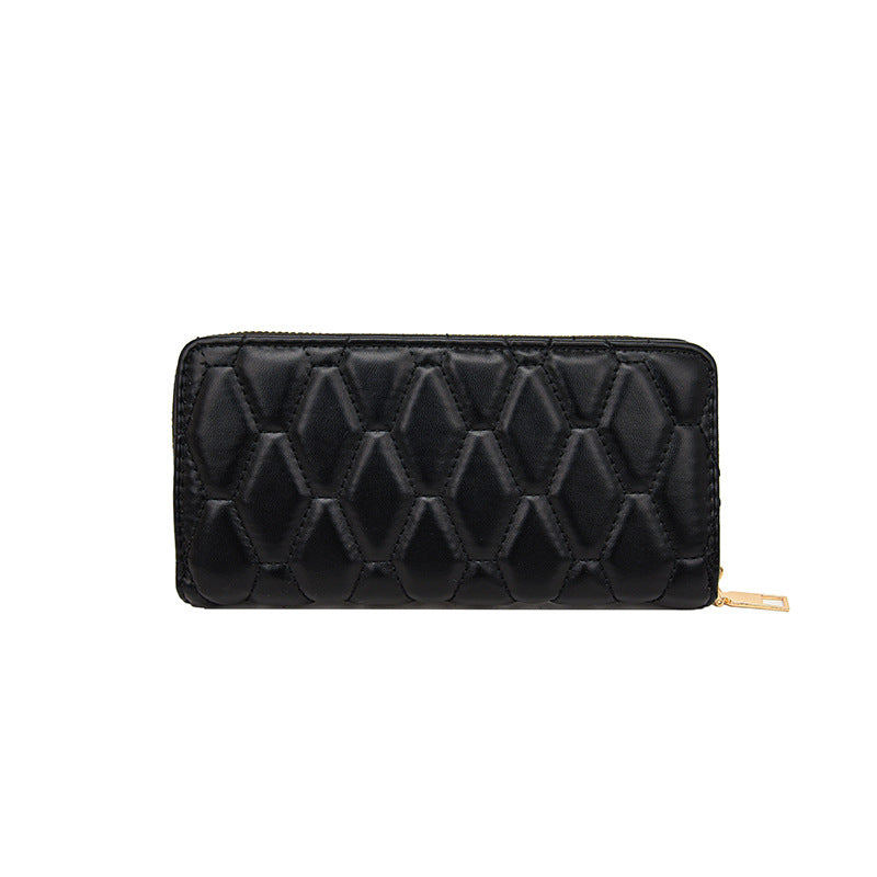 Black and White PU Suitcase with Slit Pocket Diamond Mesh Design - Teleplus