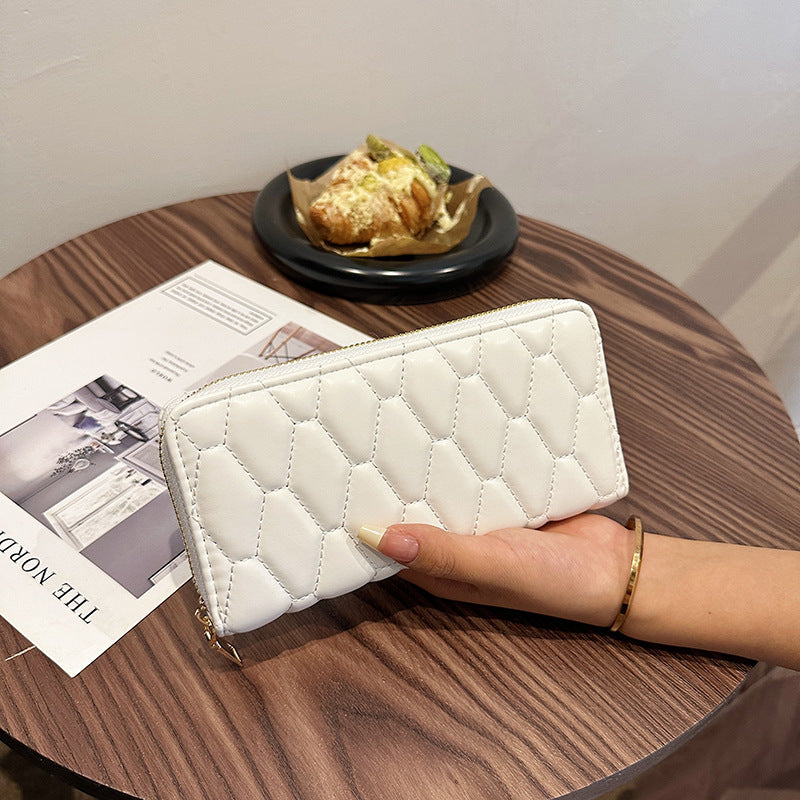 Black and White PU Suitcase with Slit Pocket Diamond Mesh Design - Teleplus