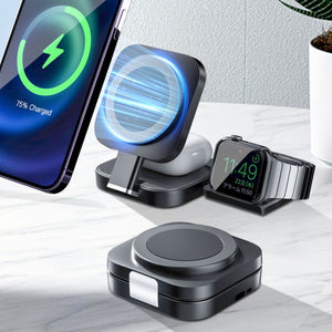 Black and White Wireless Charger for Desktop Three Devices in the United States - In One That Gets It Done united