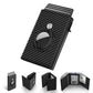 Black Anti-Theft Card Holder with Genuine Leather and Carbon Fiber Design - Steal This Stylish Today united states chf