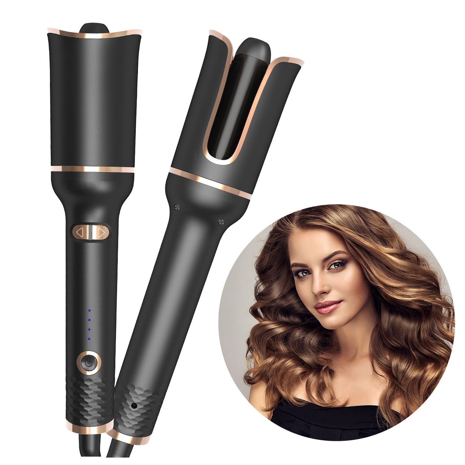 Black Automatic Spiral Curling Iron with Negative Ion Technology - Teleplus black automatic spiral electric curling