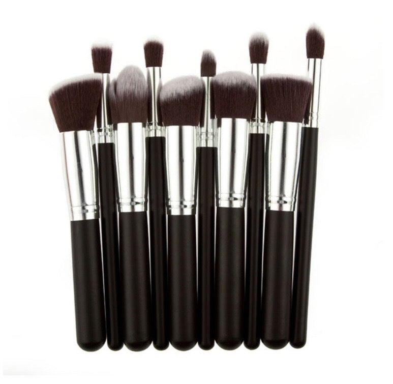 Black Bing Portable Makeup Brushes Suit 10 Pc Set for Beauty Application - black bing portable makeup brushes suit