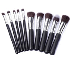 Black Bing Portable Makeup Brushes Suit 10 Pc Set for Beauty Application - black bing portable makeup brushes suit