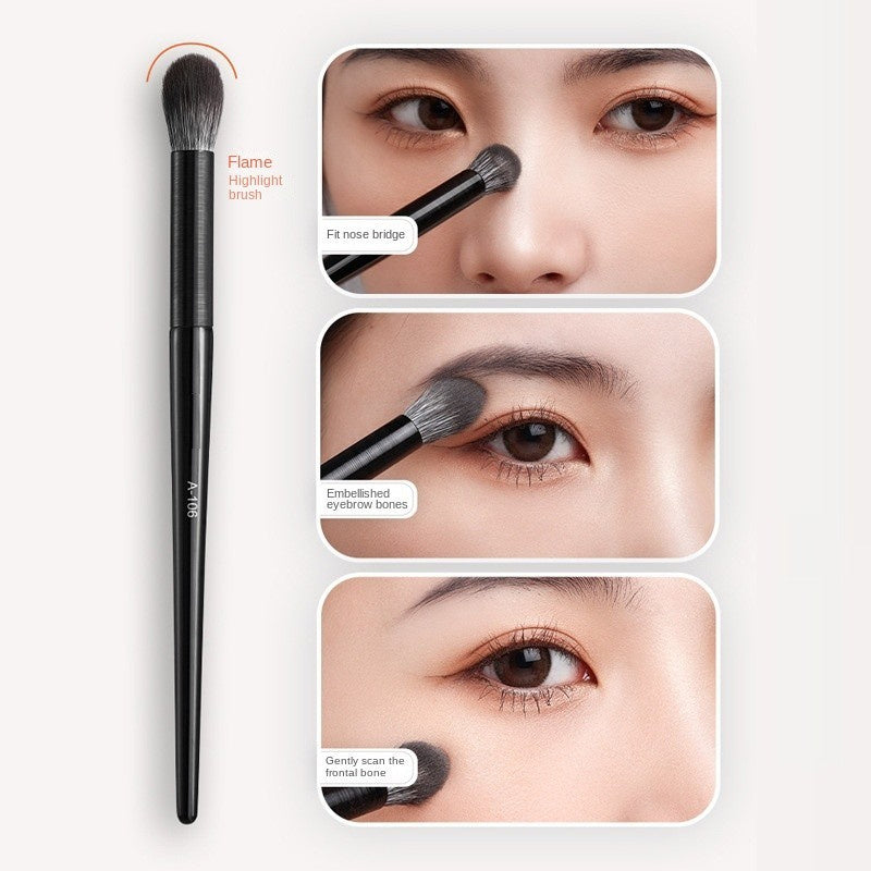Black Brushed Eye Makeup Brush Set with Artificial Fiber and Leather Handles - Teleplus black brushed eye brush makeup