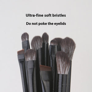Black Brushed Eye Makeup Brush Set with Artificial Fiber and Leather Handles - Teleplus black brushed eye brush makeup