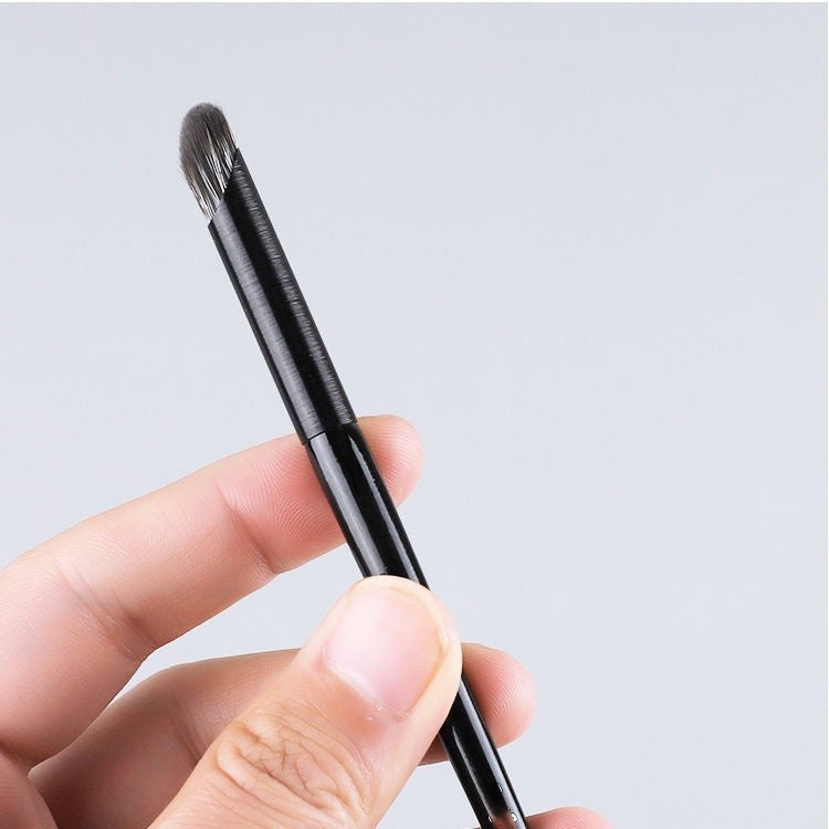 Black Brushed Eye Makeup Brush Set with Artificial Fiber and Leather Handles - Teleplus black brushed eye brush makeup