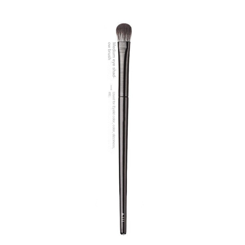 Black Brushed Eye Makeup Brush Set with Artificial Fiber and Leather Handles - Teleplus black brushed eye brush makeup