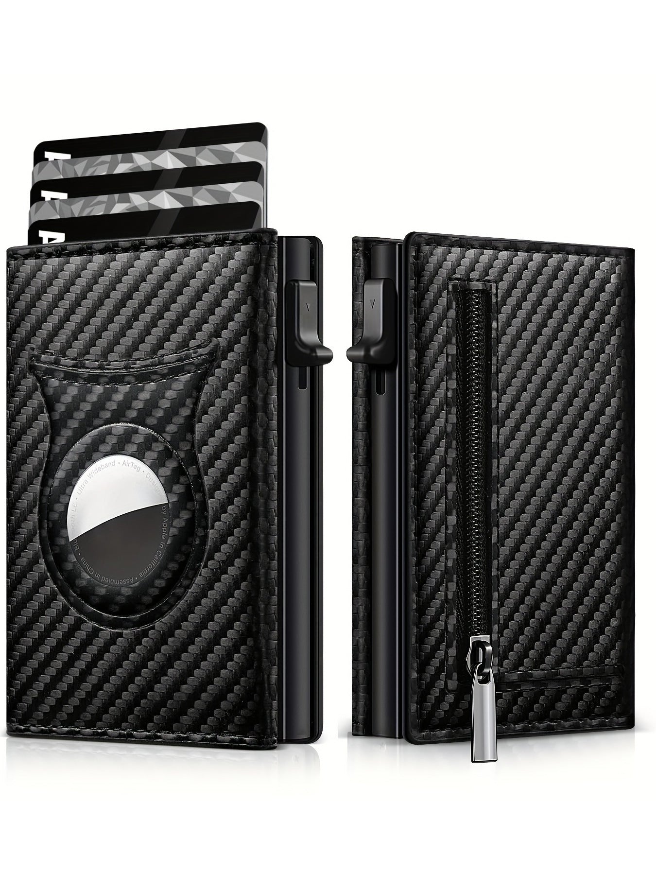 Black Carbon Fiber Metal Card Bag Wallet for Men with Genuine Leather - Men’s Dapper Dad Vibes metal card bag wallet