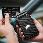 Black Carbon Fiber Metal Card Bag Wallet for Men with Genuine Leather - Men’s Dapper Dad Vibes metal card bag wallet