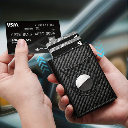 Black Carbon Fiber Metal Card Bag Wallet for Men with Genuine Leather - Men’s Dapper Dad Vibes metal card bag wallet