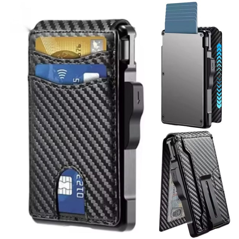 Black Carbon Fiber Solid Color Pouch with Storage and Anti-Theft Features - Teleplus black carbon fiber solid color