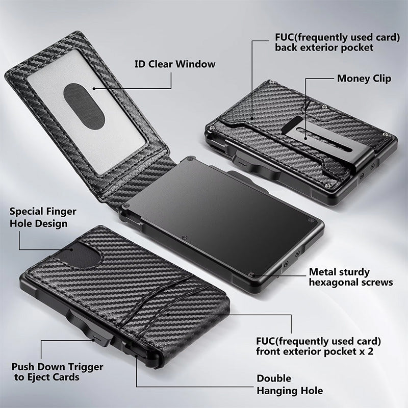 Black Carbon Fiber Solid Color Pouch with Storage and Anti-Theft Features - Teleplus black carbon fiber solid color