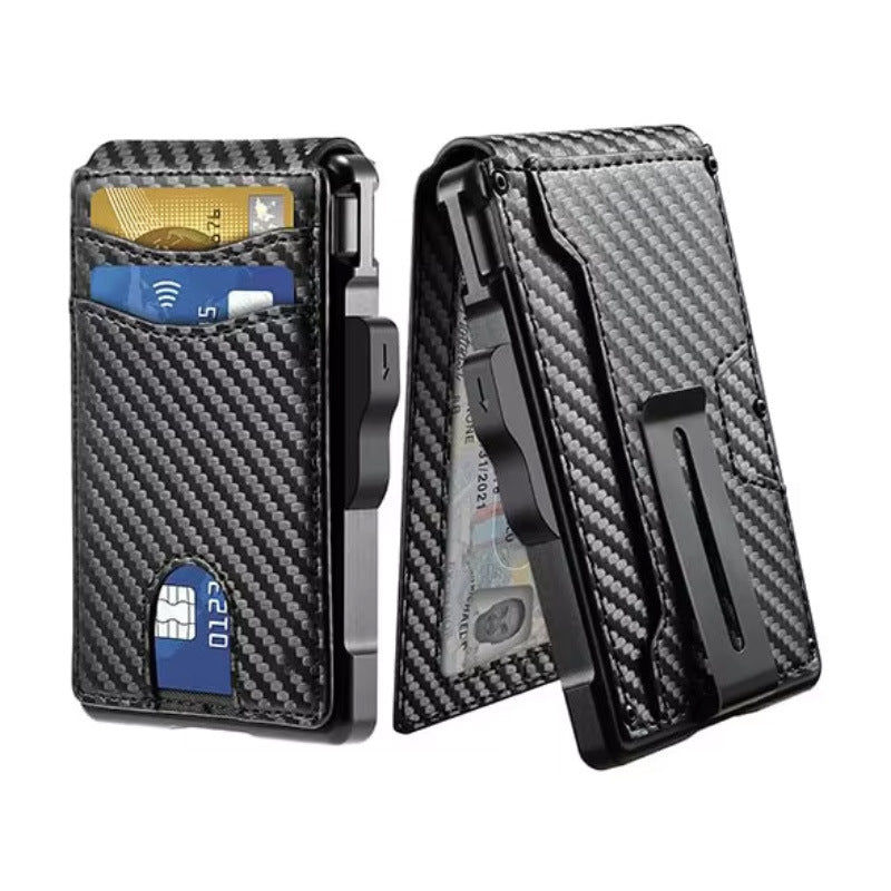 Black Carbon Fiber Solid Color Pouch with Storage and Anti-Theft Features - Teleplus black carbon fiber solid color