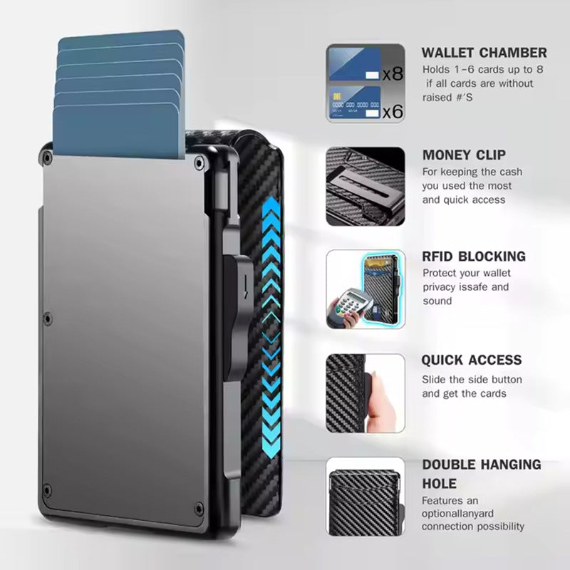 Black Carbon Fiber Solid Color Pouch with Storage and Anti-Theft Features - Teleplus black carbon fiber solid color