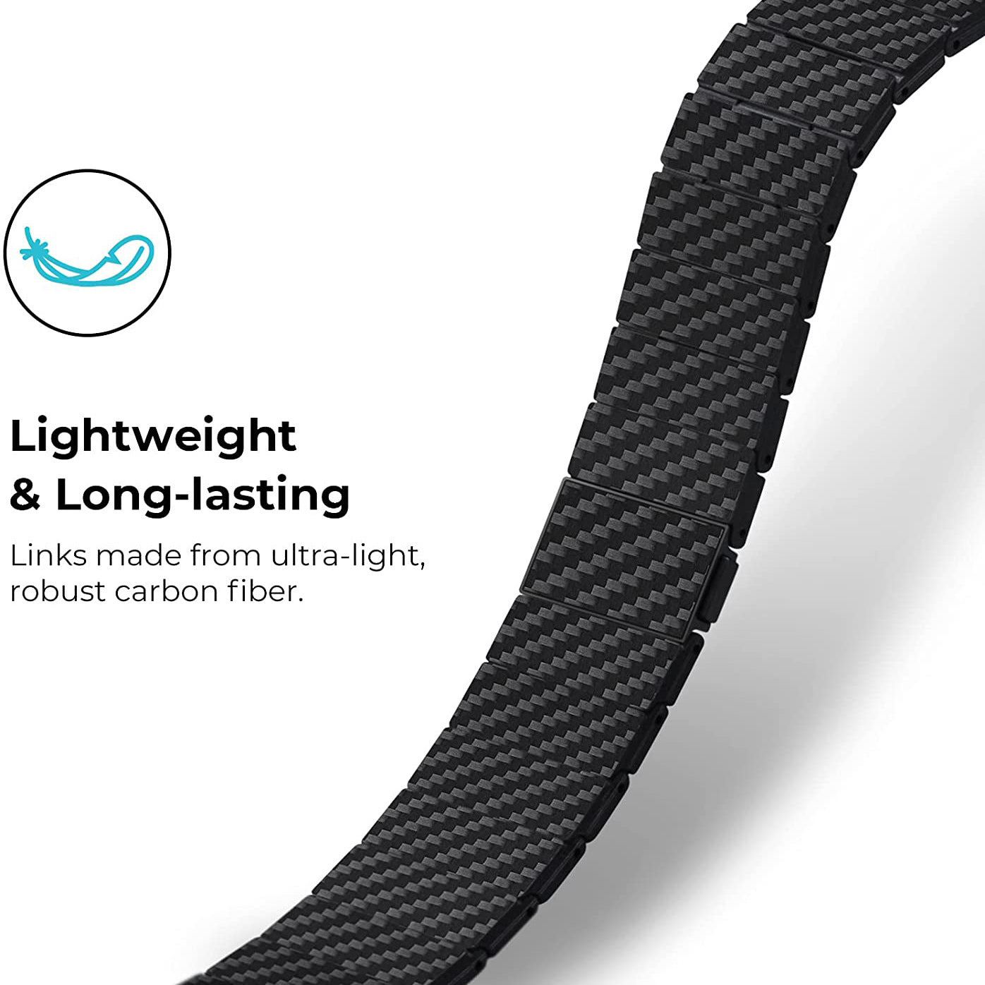 Black Carbon Fiber Strap for Apple Watch 22mm Lightweight Resin Design - Teleplus carbon fiber strap black lightweight