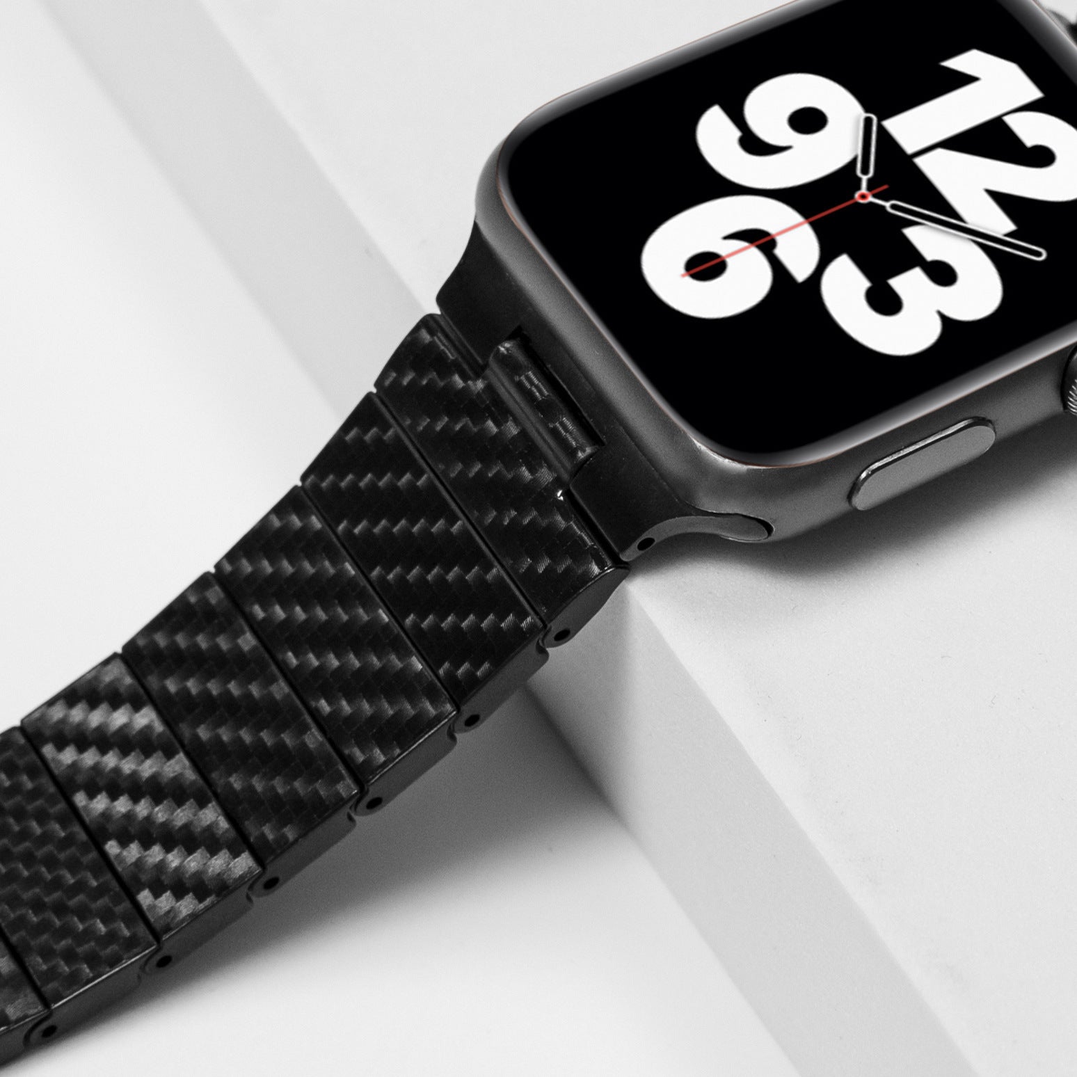 Black Carbon Fiber Strap for Apple Watch 22mm Lightweight Resin Design - Teleplus carbon fiber strap black lightweight