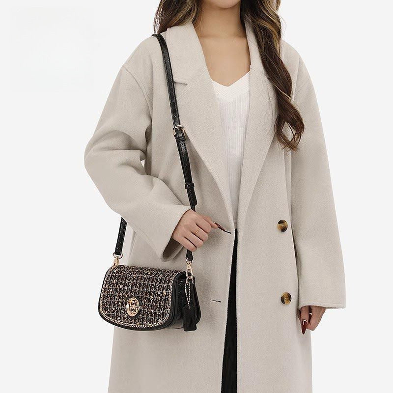 Black Chain Shoulder Bag PU Leather Crossbody Purse for Travel and Leisure