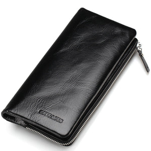 Black Cowhide Men’s Wallet with Solid Color Design US and CHF Compatible - Sleek That Even Your Cow Would Approve