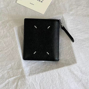 Black Cowhide Palm Zipper Coin Wallet with Embossing and Horizontal Design - A Classy Moo-ney Holder cowhide palm