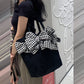 Black Crossbody Bag with Plaid Big Bow for Travel and Leisure - Teleplus Design plaid big bow crossbody bag