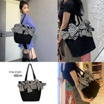 Black Crossbody Bag with Plaid Big Bow for Travel and Leisure - Teleplus Design plaid big bow crossbody bag